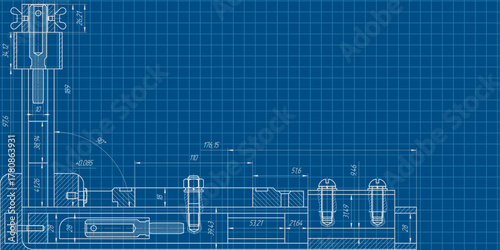 Engineering education. Technology background. Technical drawing . Vector illustration.
