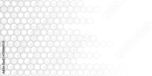 Technological background. Abstract background of hexagons. White background with lines. Vector illustration.