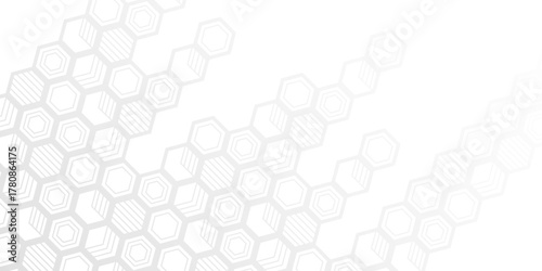 Technological background. Abstract background of hexagons. White background with lines. Vector illustration.