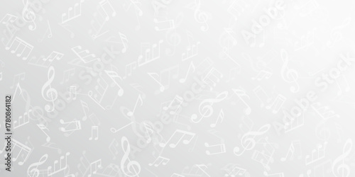 White background with musical notes. Treble clef. Vector illustration .