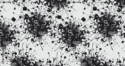 Modern black and white typographic explosion — perfect for bold design and abstract art projects.