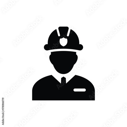 Fireman Icon Black and White Vector Graphic