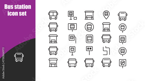Bus station icon set