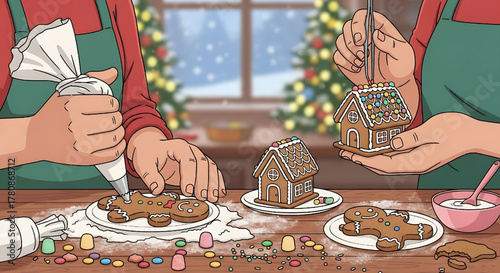Decorating Gingerbread Houses and Cookies for Christmas