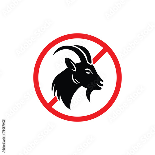 Webno big horn billy goat - goat, sheep, lamb logo emblem or button icon silhouette - mammal, animal vector icon