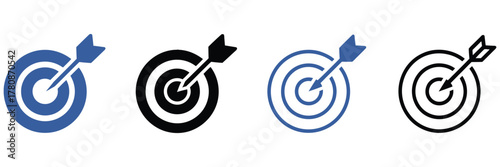 target icon set with multiple styles and variations, including bullseye, crosshair, and aim symbols, perfect for apps, infographics, and sports design projects.


