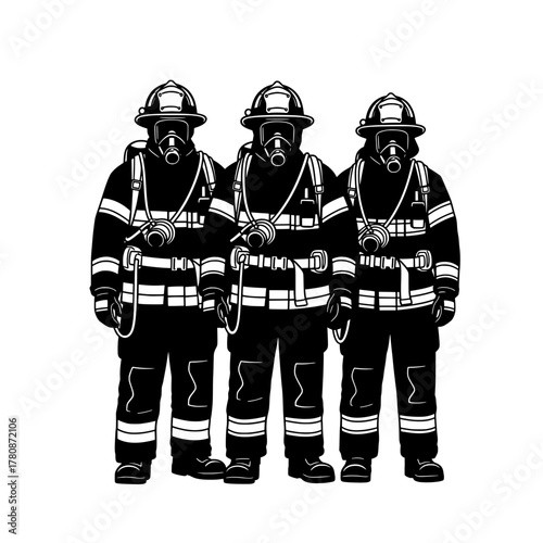 Firefighter team in protective gear