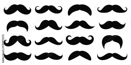 Mustache icon vector black silhouette design vintage barber logo male grooming symbol for hipster style and fashion concept