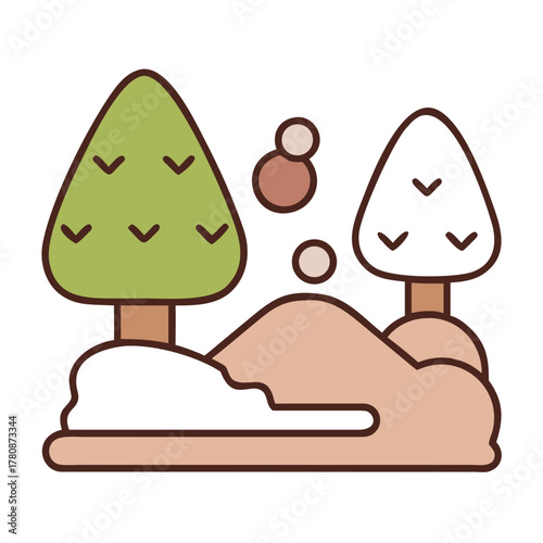 Winter landscape with trees and snow illustration