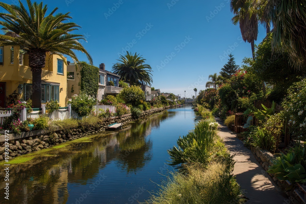 Fototapeta premium Venice California Canal. Beautiful Canal Scene in Sunny California