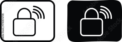NFC Lock Icons Set. NFC Access Control Icons. Wireless security signs. Secure access technology symbols
