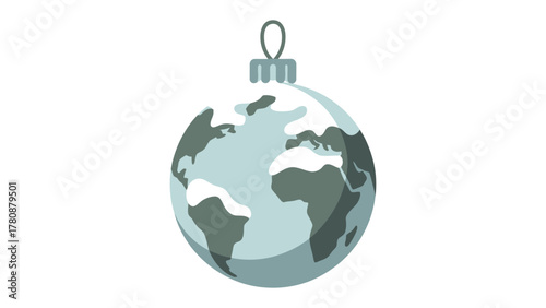 Global Ornament of Celebration: A decorative ornament, shaped like Earth, sparkling with festive charm, symbolizing unity and global celebration during the holiday season.