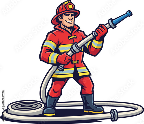 firefighter cartoon character illustration