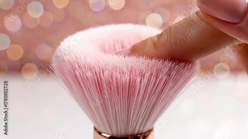 Soft pink makeup brush detail bokeh background