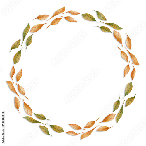 Autumn Leaf Circle Wreath Frame border background 