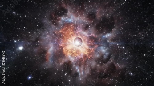 Supernova explosion in deep space