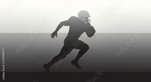 Silhouette of a Football Player Running with the Ball Sports Action