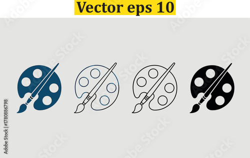 Paint icon vector isolated on white background. Paint brush vector icon. Paint roller icon.colours, improvement, job, signs, silhouette, 