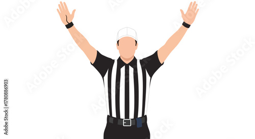 American Football Referee Signal Touchdown Graphic on White
