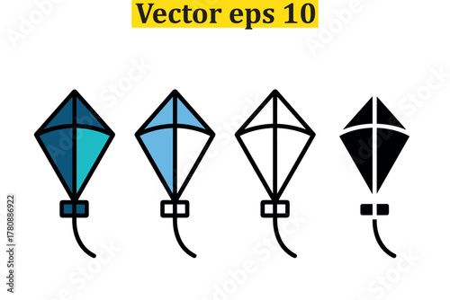 Kite icon vector isolated on white background. kite vector icon.kite, icon, flying, graphic, illustration, isolated, recreation, wind, symbol, toy, vector, 