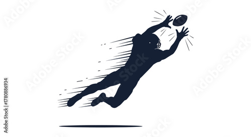 Dynamic American Football Player Silhouette Catching Pass