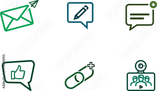 Set of Business communication and technology icons for creative design solutions