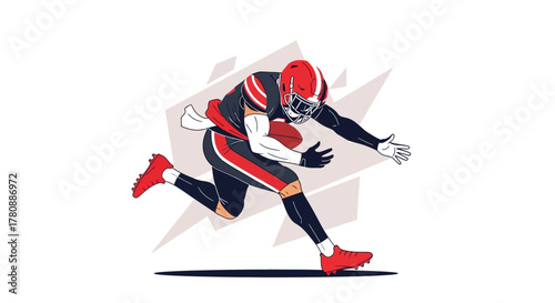 Dynamic American Football Player Illustration Action Speed and Power
