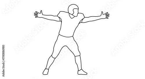 American Football Player Vector Illustration Line Art Icon for Sports and Design