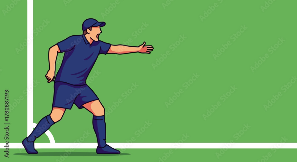 Fototapeta premium Soccer Referee Giving a Hand Signal on the Field