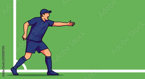 Soccer Referee Giving a Hand Signal on the Field