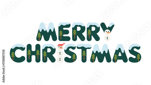 Festive Season Greeting: A cheerful Merry Christmas banner, adorned with winter landscapes, snow-covered mountains, and charming snowmen, celebrates the warmth of the holidays.