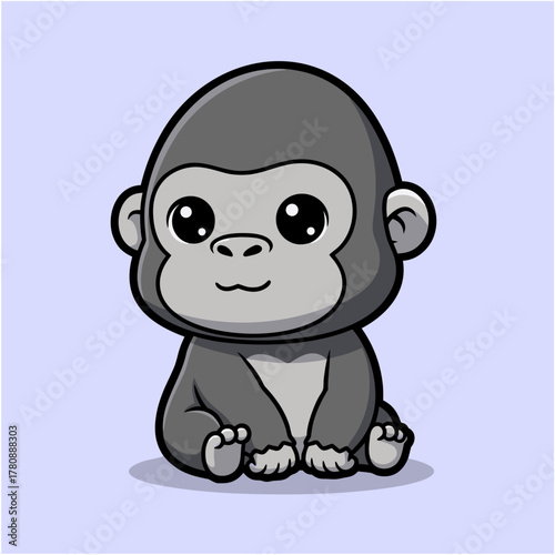 Adorable Gorilla Illustration A Cute Cartoon Baby Ape for Wildlife Designs