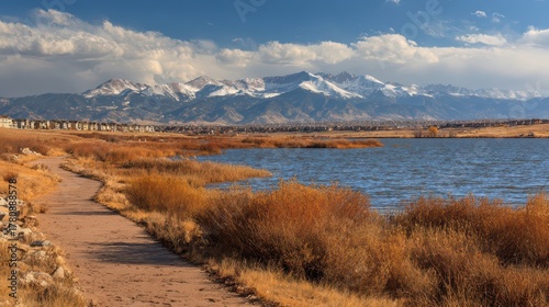 Westminster Colorado: Standley Lake in a Colorful Day Desert Landscape