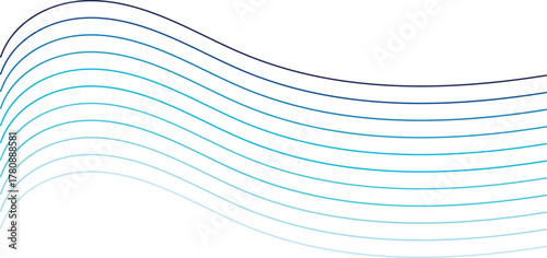 Flowing wave line blue gradient vector striped background