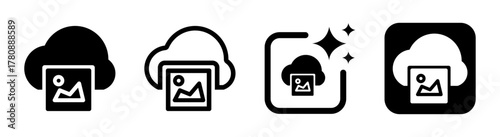 Modern image upload icon vector illustration in transparent PNG for cloud storage, media sharing, and digital technology design concepts