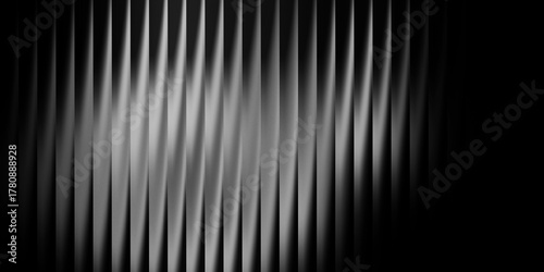 Black white striped gradient background with wave distortion and light texture for premium UI headers, minimal banners, and elegant covers