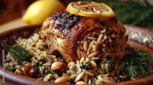 Wild Rice Stuffing: Traditional Chicken Stuffed with Basmati Rice and Pine Nuts
