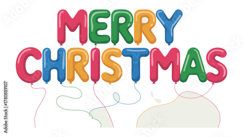Holiday Cheer: Whimsical balloons spelling out Merry Christmas, a festive, lighthearted greeting for the holiday season.