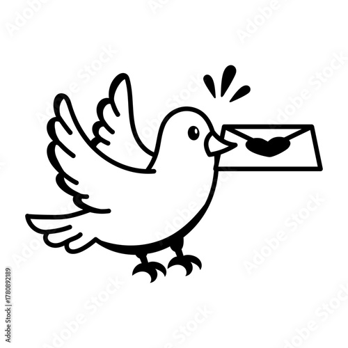 A drawing style icon depicting pigeon message