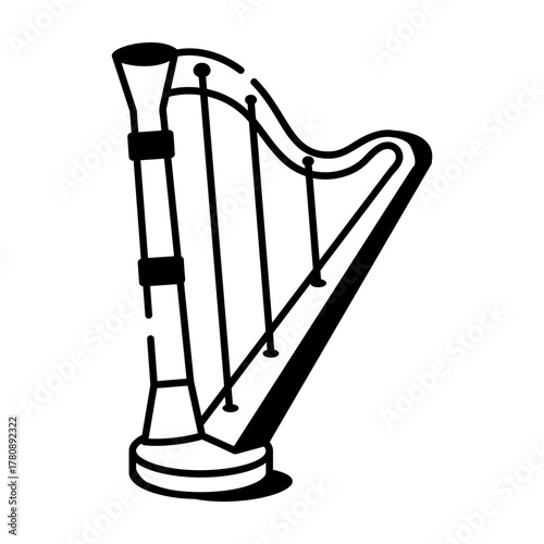 A sketchy style icon representing harp
