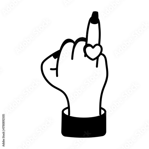 A sketchy style icon representing engagement ring