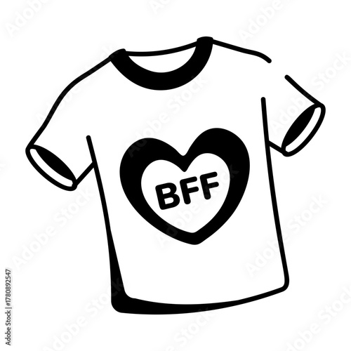 A sketchy style icon representing bff shirt