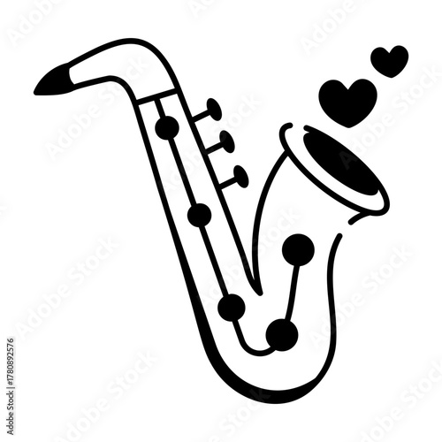 A drawing style icon depicting romantic music