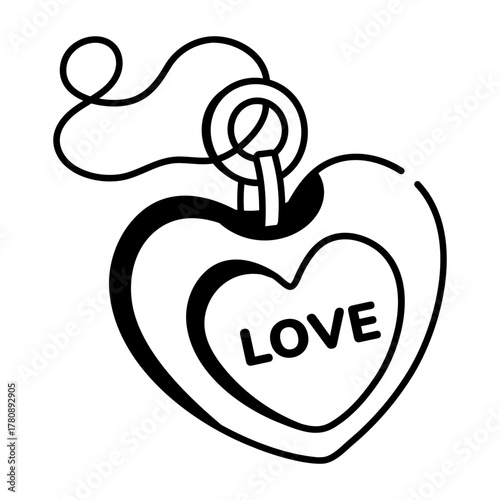 A doodle style icon showing a love pendant