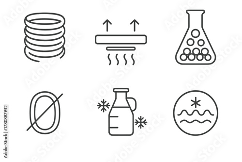 Cryogenics Icons Collection. Isometric vector illustration set Disaster preparedness – cold weather gear, thermal gloves, beanie