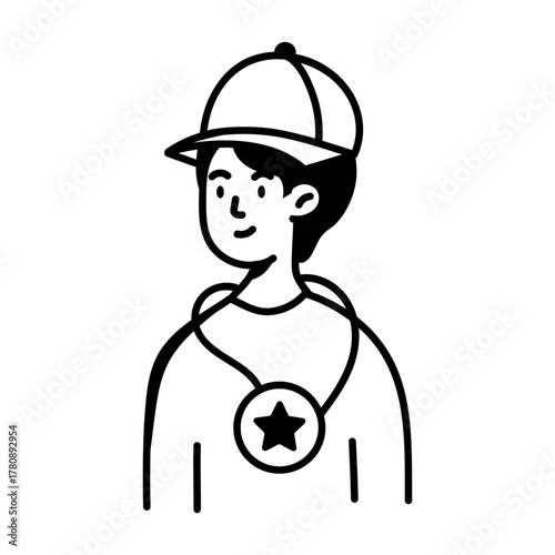 A sketchy style icon showing a medal