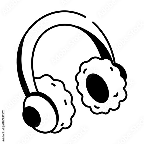 A drawing style icon showing ear muffs