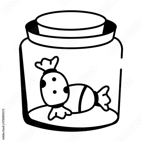 A sketchy style icon showing a candy jar