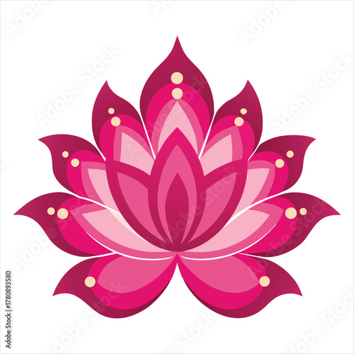 Pink lotus flower vector illustration with stylized floral pattern and delicate leaf design