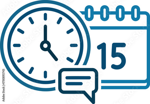 Appointment schedule icon with clock calendar and chat bubble reminder